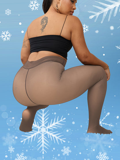 Women's Winter -lined Tights, Autumn And Winter Thickened Warm Leggings, Soft Elastic, High-waisted Design, Women's Pantyhose, Christmas Gift