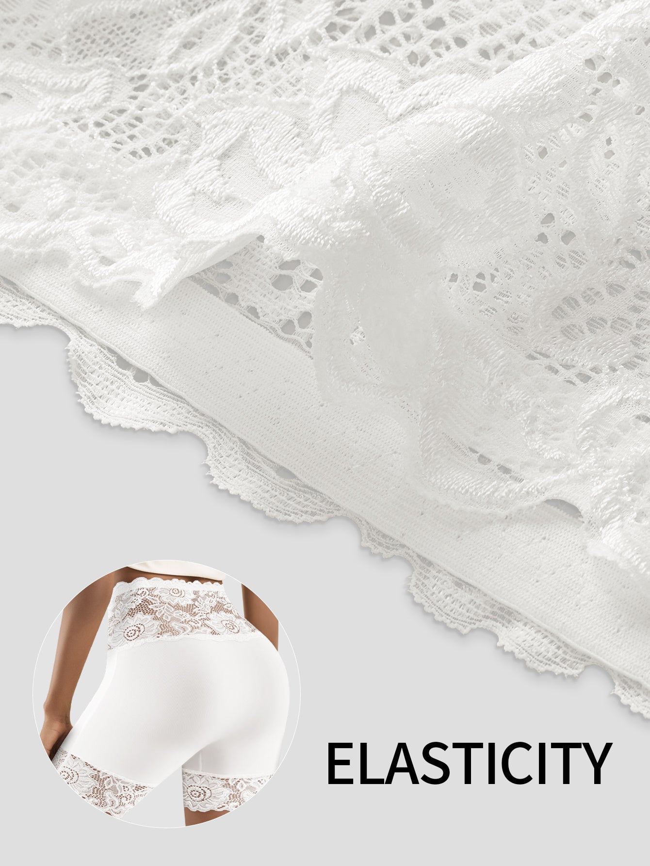 3-Pack High-Waist Shaping Briefs | Comfortable Tummy Control, Seamless Design, Enhance Your Shape with All-Day Comfort | QUASTI, Contrast Lace, Floral Pattern