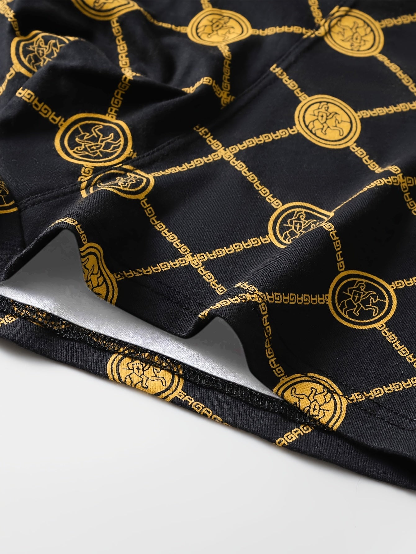 8pcs Luxury Men's Boxer Briefs - Golden Greek Letter Print, High Stretch Fabric, Breathable & Comfortable for All Seasons, Ideal for Spring & Summer, Comfortable Wear|Elastic Waistband|Breathable Fabric