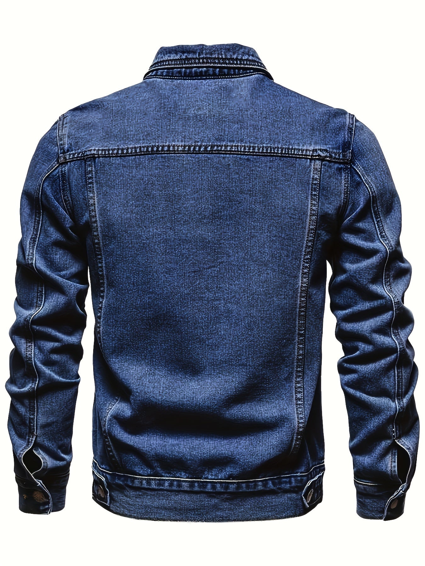 Men'S Vintage Denim Jacket, Casual Urban Style Multi-Pocket Denim Coat