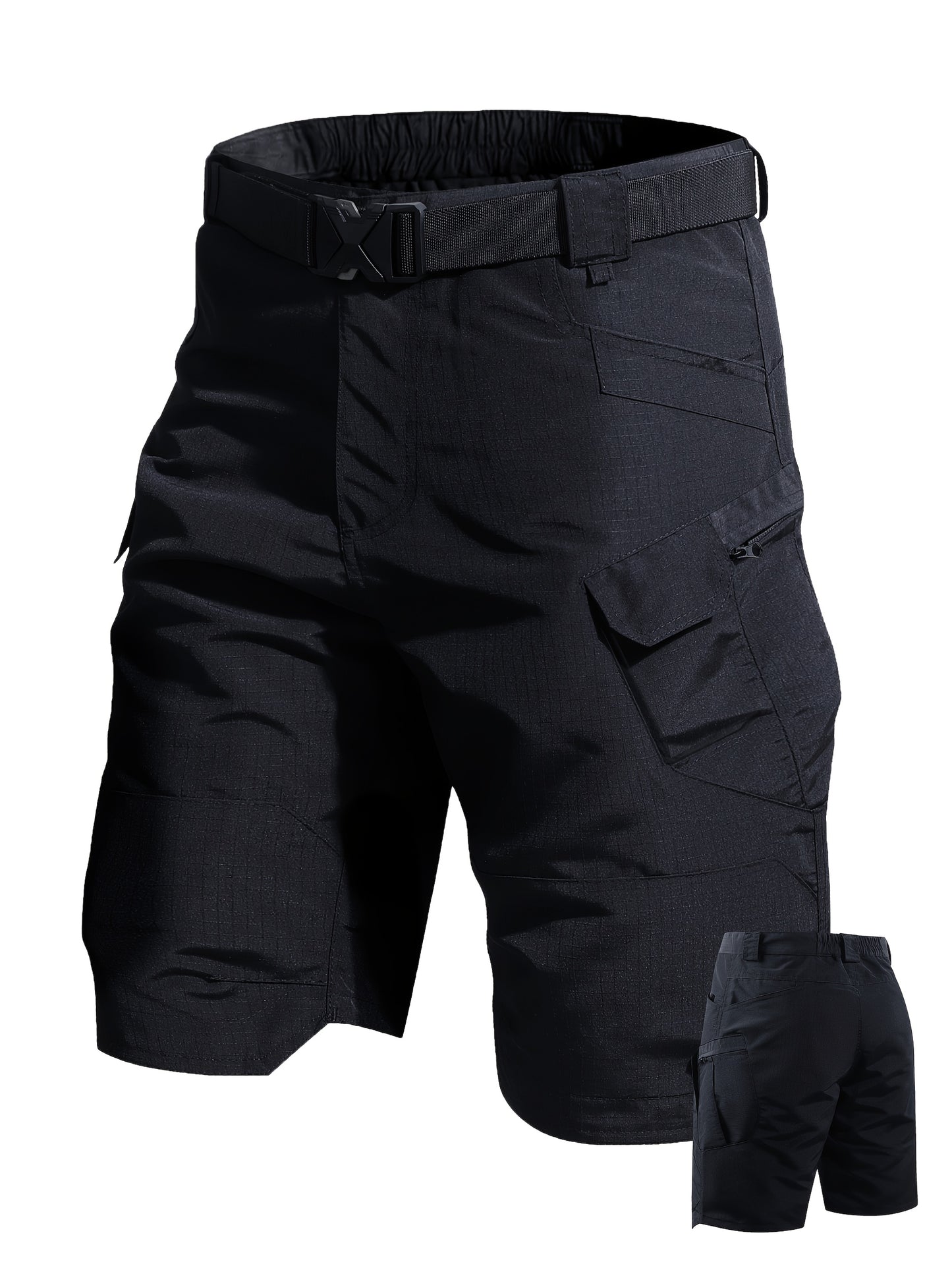 Men's Tactical Cargo Shorts - Casual Shorts - Lightweight Multi-pocket Outdoor Shorts, (Belt Included) Non-stretch Durable Fabric for Hiking, Camping, Fishing - Black Casual Style for Professionals And Outdoor Enthusiasts