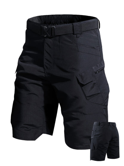 Men's Tactical Cargo Shorts - Casual Shorts - Lightweight Multi-pocket Outdoor Shorts, (Belt Included) Non-stretch Durable Fabric for Hiking, Camping, Fishing - Black Casual Style for Professionals And Outdoor Enthusiasts