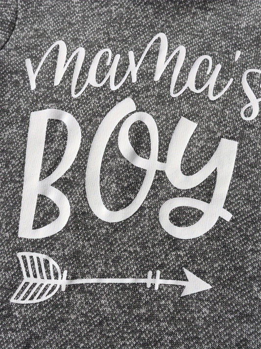 Kukitty Baby Boy Clothes 'Mama'S Boy' Letter Printed Hoodie Sweatshirt Tops And Plaid Pants, 2pcs Fall Winter Outfit Set, for Outdoor