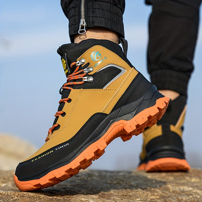 Men's Work Safety Boots - High Top Design, Steel Toe Protection - Anti Smash, Anti Puncture, Anti Slip And Wear-resistant Rubber Sole - Suitable for Construction | Factory | Daily - Warehouse Shoes | Modern Work Shoes | Outdoor Laborers