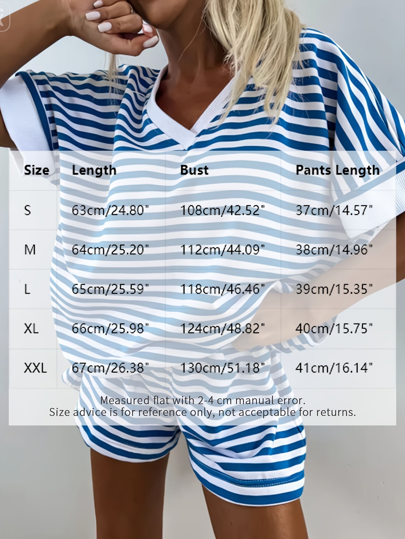 Women'S 2pcs Striped Lounge Set Short Sleeve V-Neck Top And High-Waist Shorts, Casual Athletic Sleepwear Outfit, Summer Sportswear