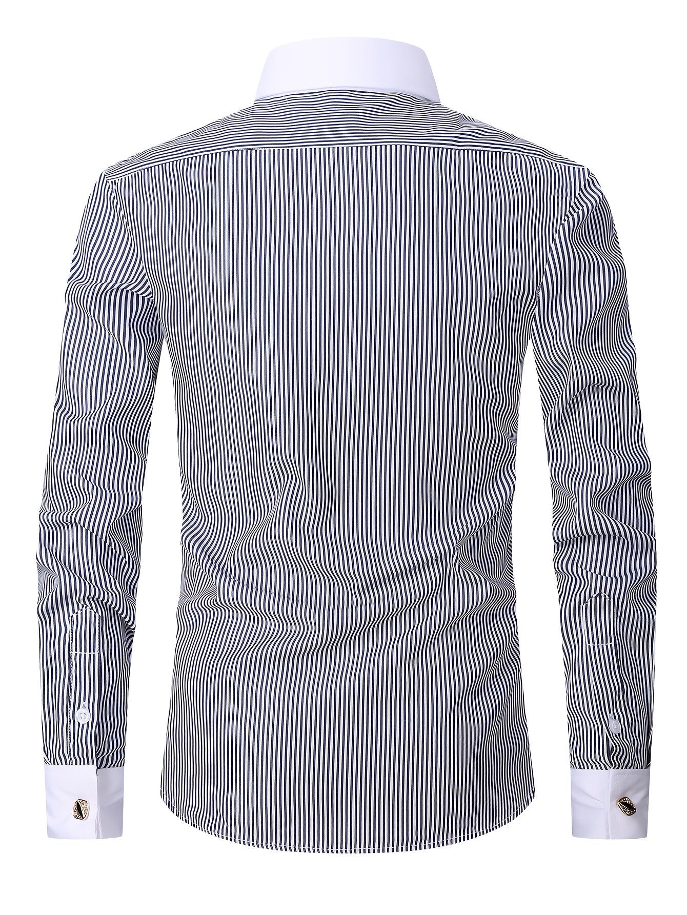 2026 French Cuff Dress Shirt 1pc For Men With FREE Random Cufflinks Set - Luxury Formal Wedding Shirt, Business Office Elegant Attire