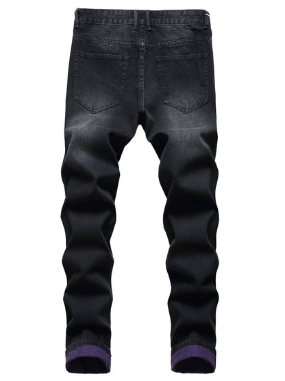 MICKASON Men's Ripped Elasticity Skinny Wild Jeans