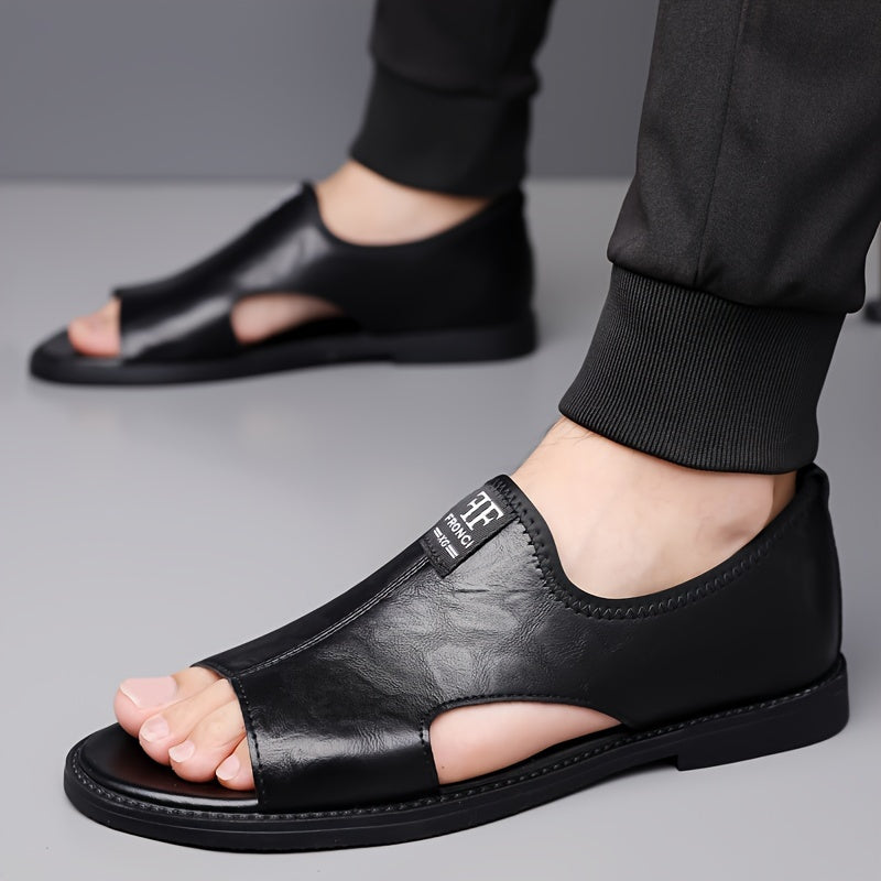 Men's Black Slip-On Sandals - Casual Non-Slip Summer Beach Shoes with Soft Rubber Sole, Comfortable for Casual Attire, Casual Footwear | Minimalist Sandals | Durable Slipresistant, Strappy Sandals
