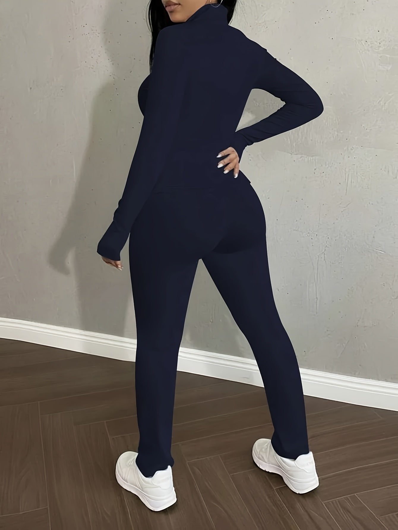 Women'S 2pcs Sets Long Sleeve Zip Up Crop Tops And Flare Pants Casual Oufit Jogger Loungewear Set