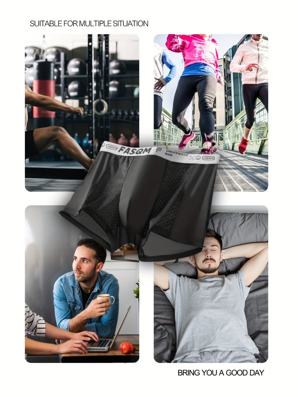 4-Pack Men's Boxer Briefs - Breathable Stretch Mesh