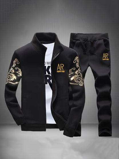 Spring And Autumn Style Men'S Zipper Open Cardigan Sports Suit