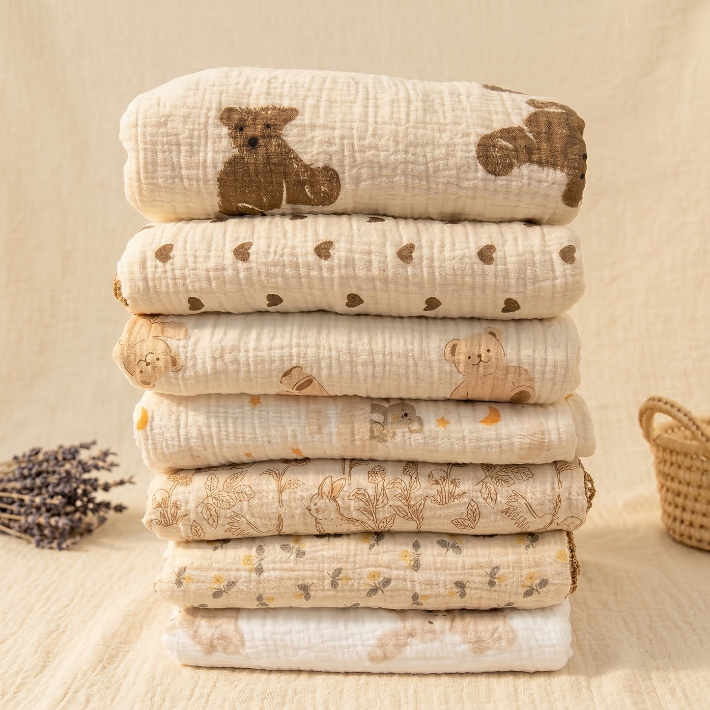 Baby Blanket for Boys Girls, Double Layer Soft Cotton Muslin Baby Blanket, 40" X 40" Lightweight Soft Swaddle Blanket for Newborn Unisex