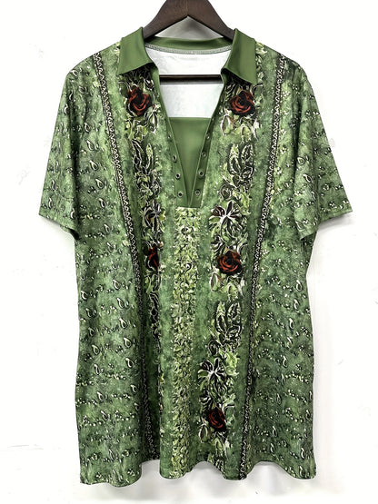 Women's Short Sleeve Scoop Neck Graphic Floral Printed Tops