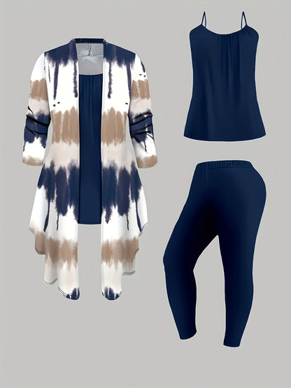 Spring And Autumn Elegant Women's Three-Piece Set, Mid-length Long-Sleeved Cardigan Coat Paired with Sleeveless Top + Casual Pants Set. A Festive And Exquisite Gift Set. Local Warehouse. Suitable for Spring And Summer Seasons.