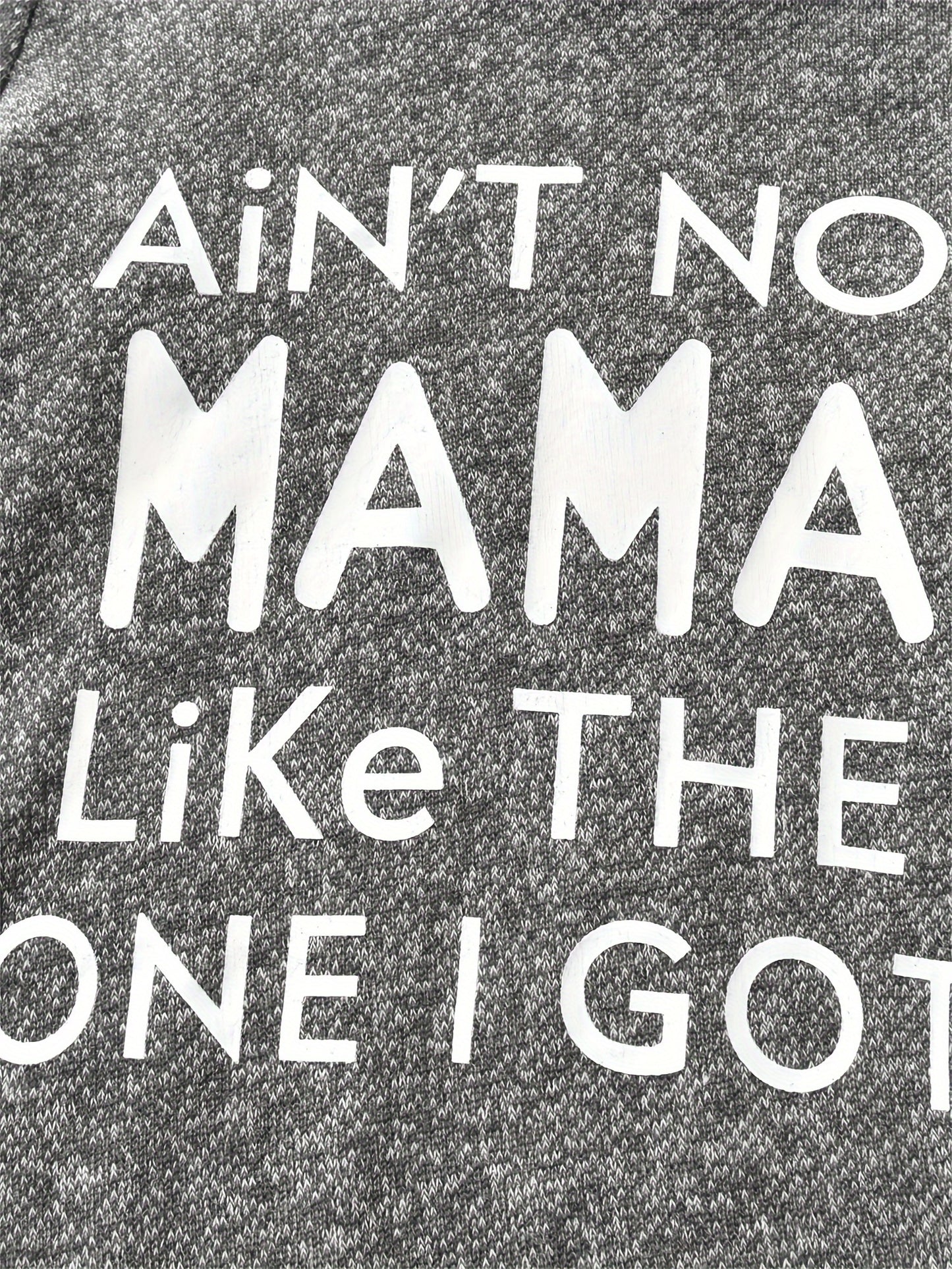 KuKitty Baby Boy 2pcs Hooded Bodysuit & Pants Set - Striped Letter Print "Ain't No Mama Like The One I Got" & "Little for Man Mama" Outfit, Soft Warm Winter Clothes, Machine Washable Boywear (Gray/White), Perfect for Outdoor