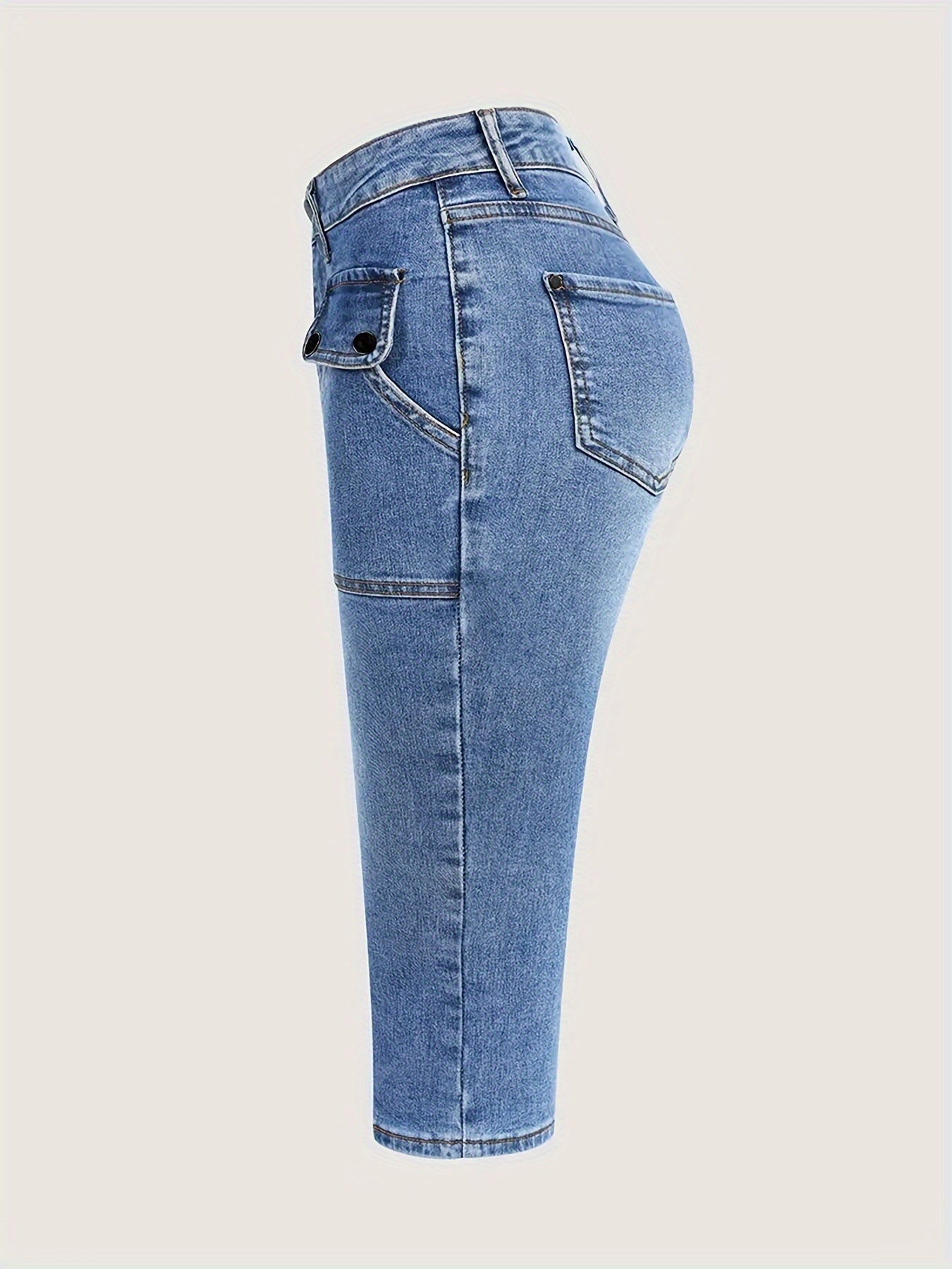 Essential for European and American Style, Light Blue + Slant Pockets + Bag Flap + Unique Design to Highlight a Chic Figure with a Slim Fit Silhouette