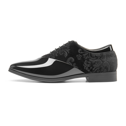 Men's formal tuxedo shoes classic patent velvet lace-up formal oxford shoes for wedding dresses