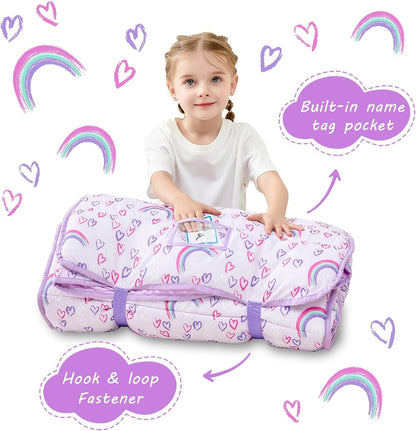 Toddler Nap Mat - Rolled Pillow and Blanket Set