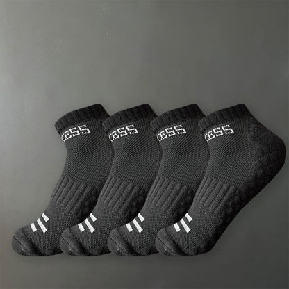 4 Pairs Solid Color Ankle Socks Men Cushioned Basketball Sports Socks Thick Terry - product view 3
