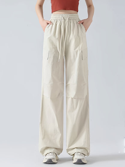 Women&Apos;S Olive Green Cargo Pants - Casual Flap Pockets, Wide-Leg Design, Machine Washable, Spring/Fall Versatile Trousers for Casual Attire, Spring Fall Attire | Relaxed Fit Pants | Nonelastic Fabric