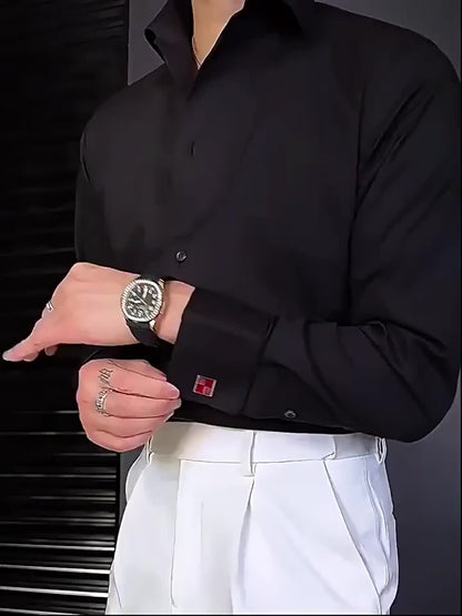 Men'S Striped Dress Shirt Long Sleeve - Premium Formal Shirt for Business, Weddings & Events, Lapel Collar, Single-Breasted, Wrinkle Resistant, Comfort Fit, Classic Office And Party Attire