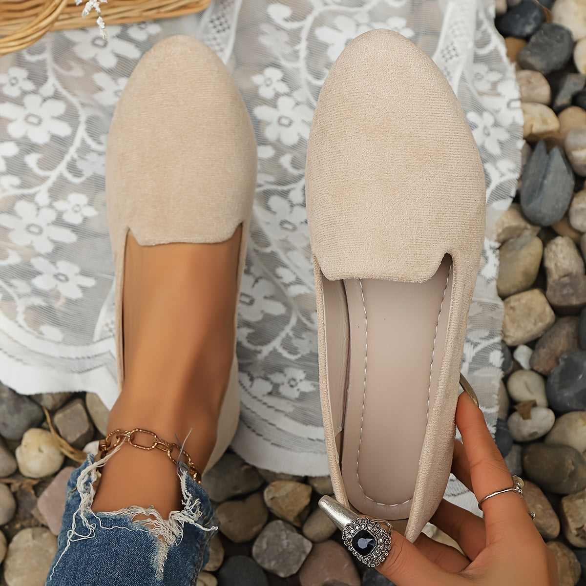 Lightweight Women's Elegant Mary Jane Flat Shoes | Comfortable TPR Sole Slip-on - Suitable for All Four Seasons, Women Shoes