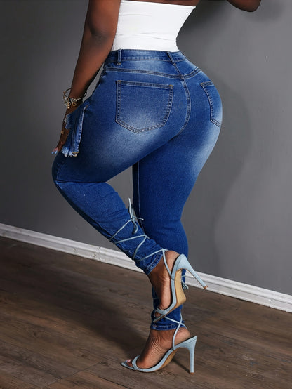 Women'S Plus - Size Skinny High - Waist Jeans for Lifting the Buttocks