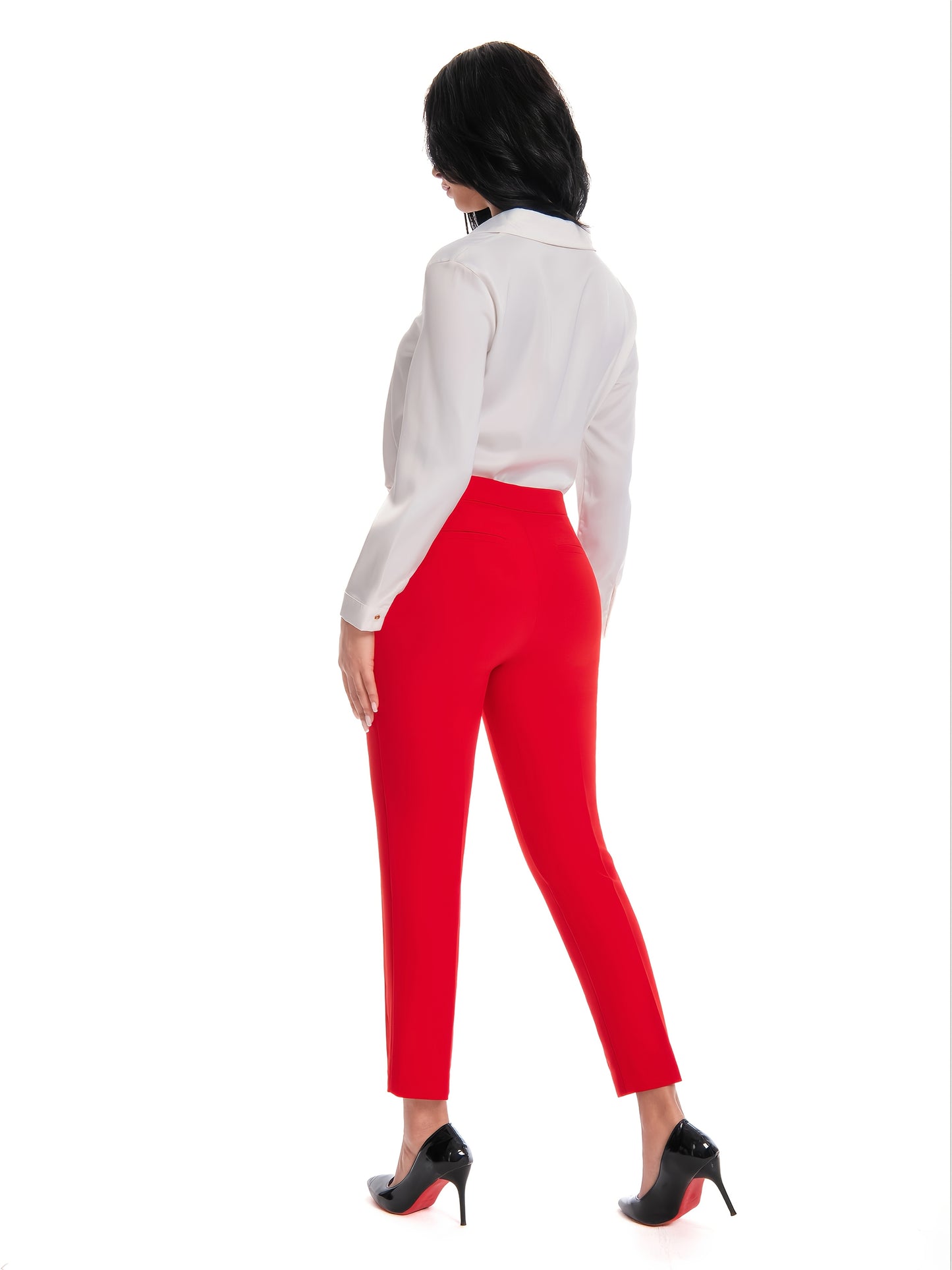 Women'S High Waisted Slim Fit Ankle Dress Pants Stretch Trousers with Pockets, Elegant Office Workwear Bottoms