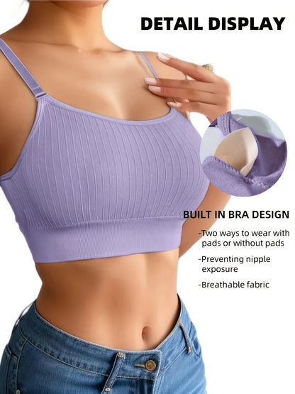 6pcs Women's U Back Sports Bra with Adjustable Straps And Removable Padded Bra