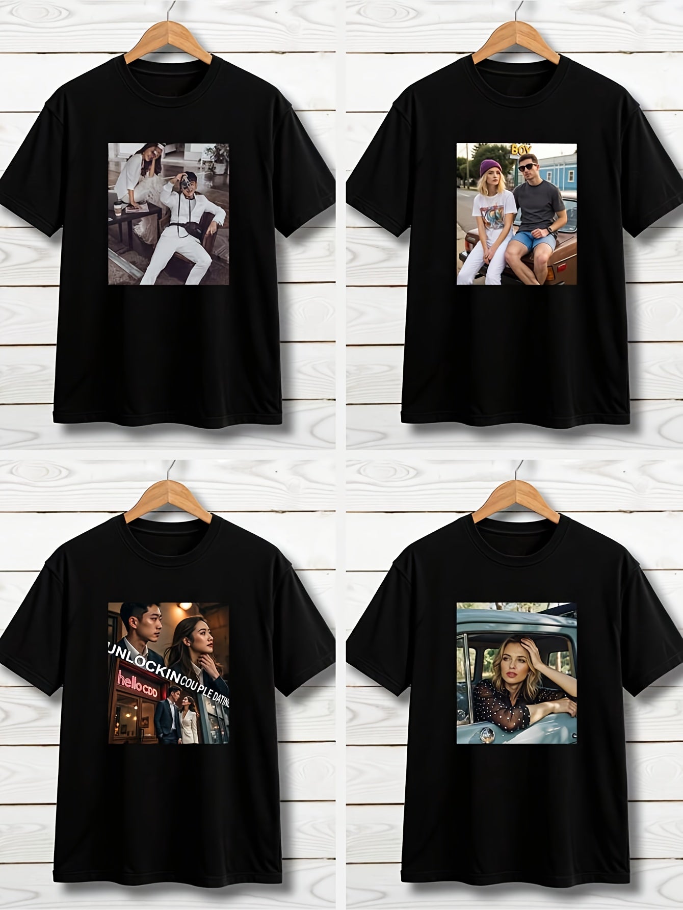 Men's Personalized Photo T-Shirt - Custom Upload Your Own Picture/Text/Logo - Quick-Dry Breathable 150gsm Fabric - Upload via Phone/Computer - Ideal,, Corporate Uniforms - Retro & Modern Short Sleeve Round Neck