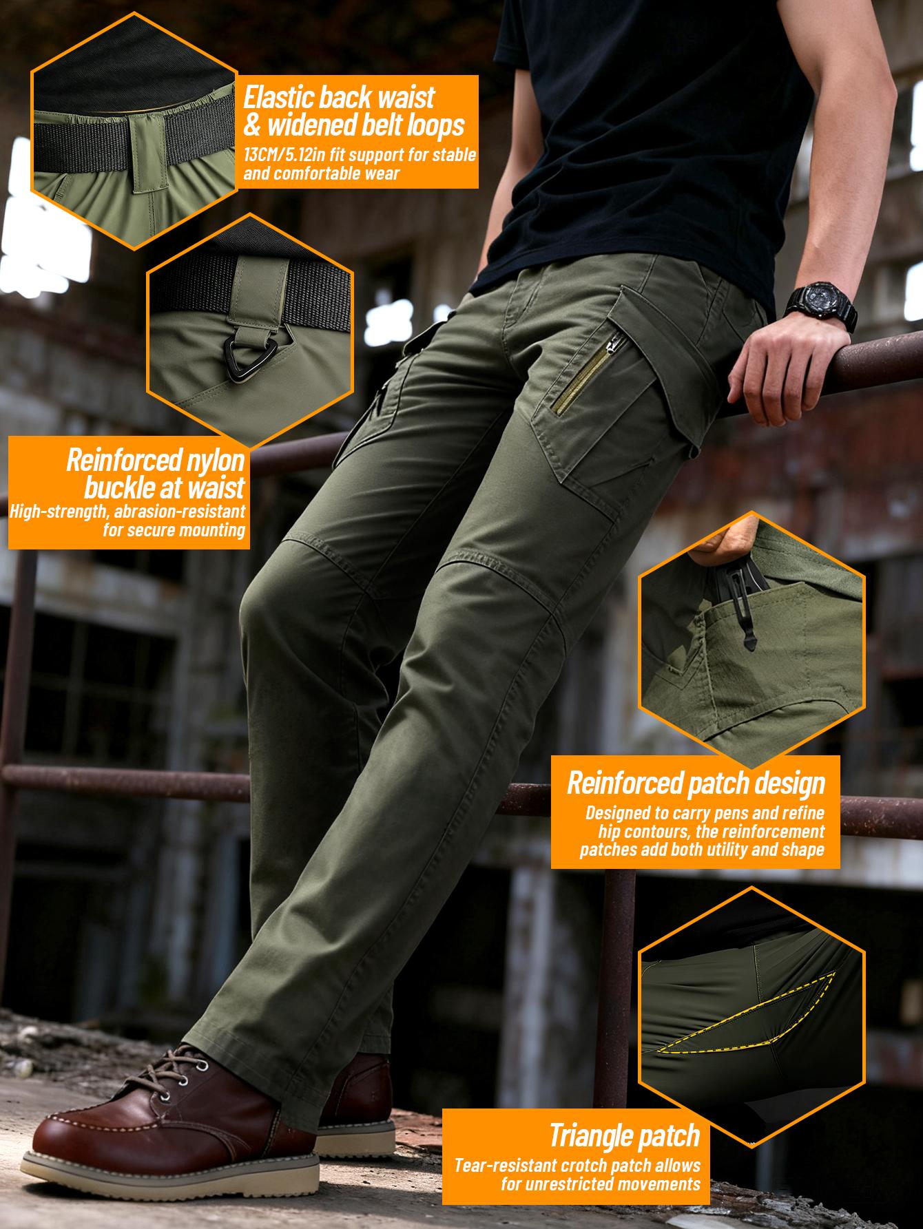 IX9 Men's Outdoor Tactical Overalls- Quick-drying, Breathable, Tear-resistant Outdoor Work Pants and Camping Trousers with Multi-pocket Design, Slim Fit and 3D Tailoring for Climbing, Camping, Hiking, Fishing- All-season Casual Wear
