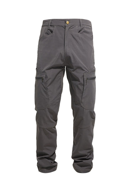 Solid Casual Men's Outdoor Cargo Long Pants with Multi-pocket, Hiking Camping Fishing