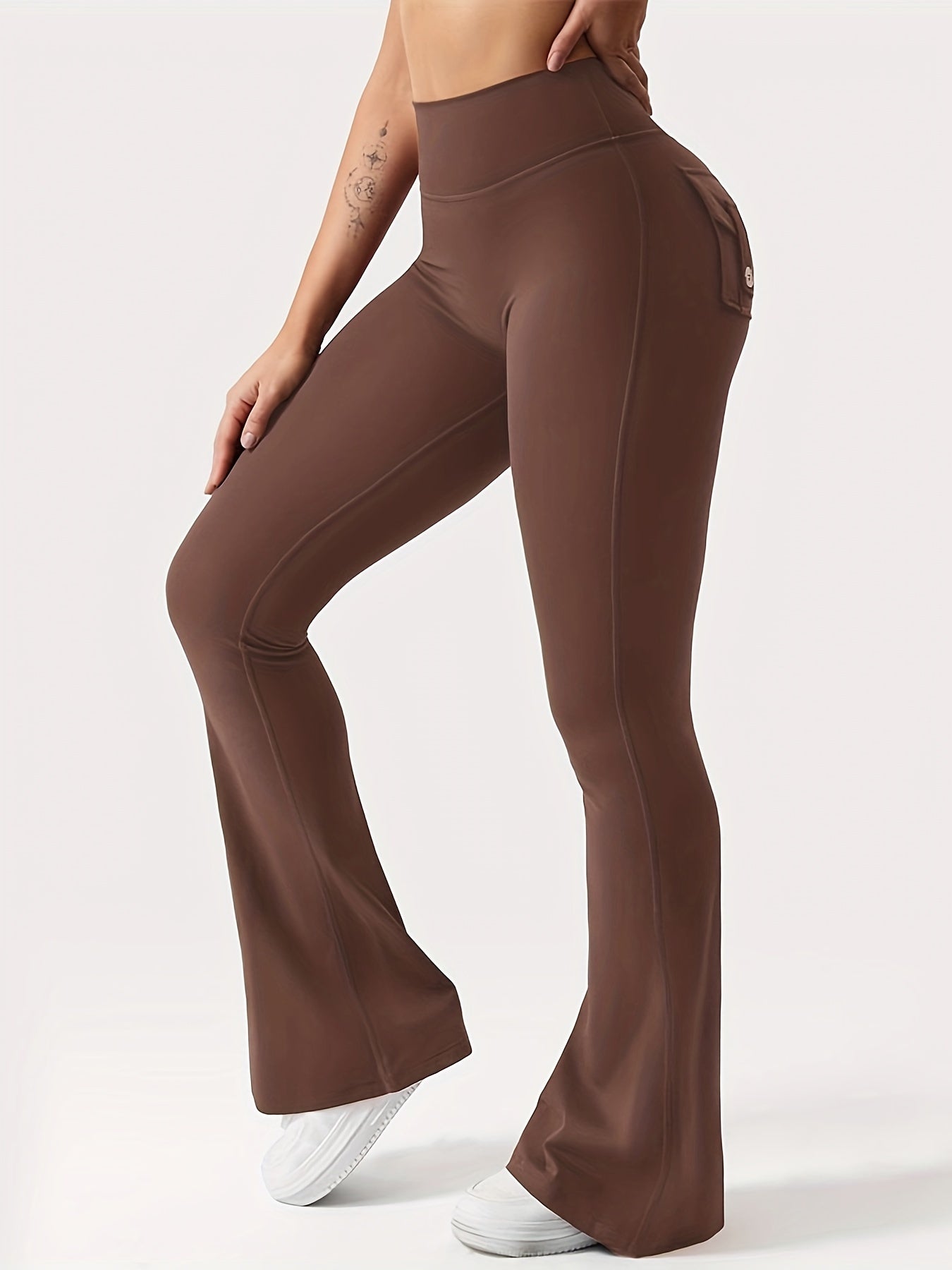 New Women'S Casual Loudspeaker Yoga Pants Training Loudspeaker Pants High Waist Work Clothes Belt Pocket Sportswear