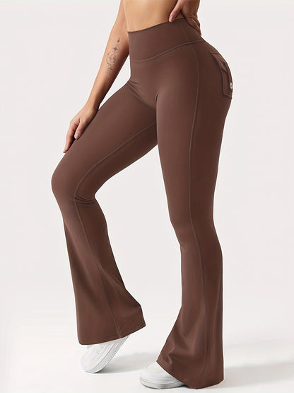 New Women'S Casual Loudspeaker Yoga Pants Training Loudspeaker Pants High Waist Work Clothes Belt Pocket Sportswear