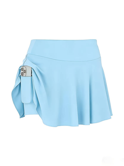 4pcs Women's Athletic Skorts Fake 2pcs Skirt Pants Elegant High Waist Skirt Summer Korean Style with Pockets Breathable Slim Fit Yoga Skirt Built-in Shorts Anti-Exposure Running Fitness Tennis Sports Skirt Gift for Wife Family Friends