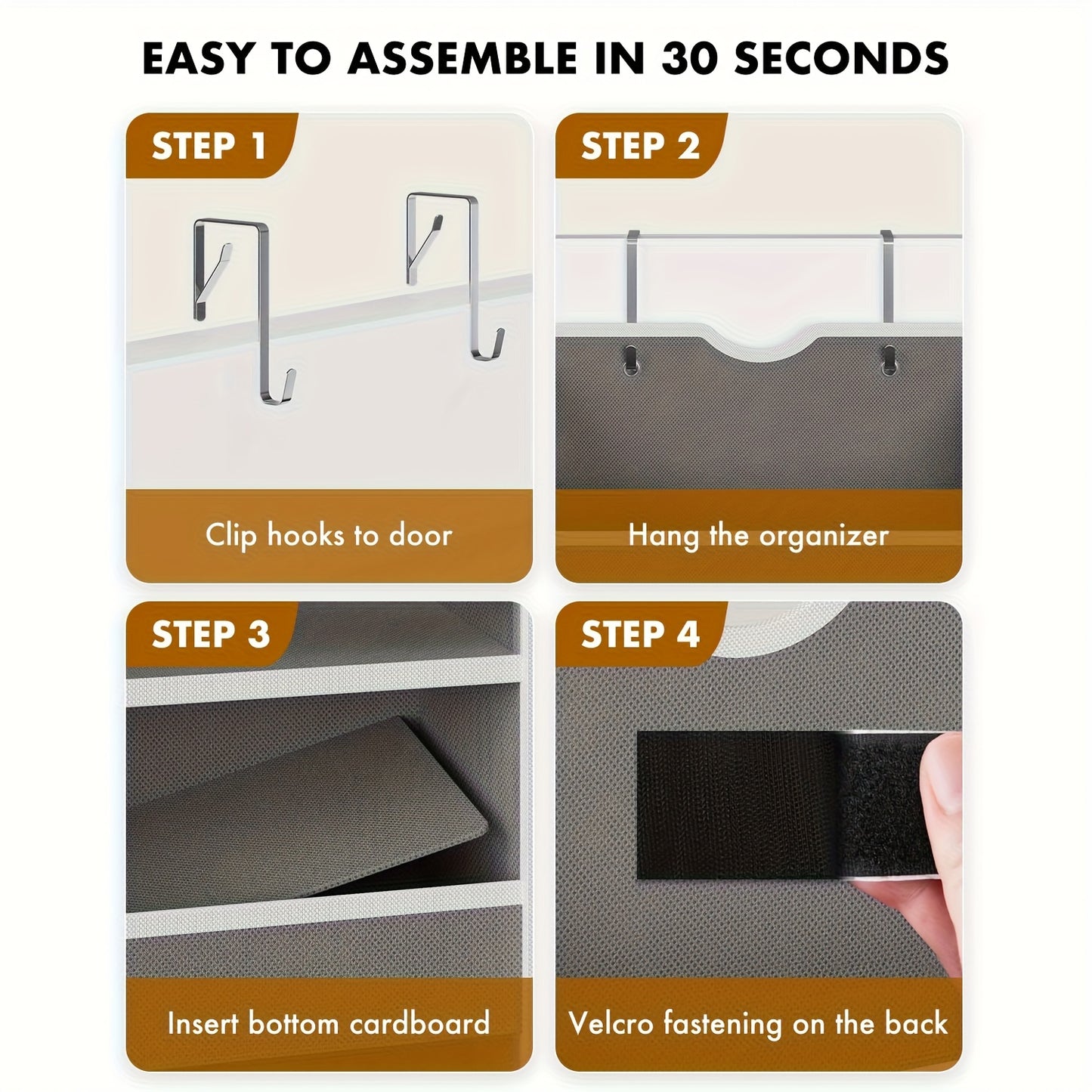 Hanging Organizer for Doors - Features 6 Shelves with 6 Clear Front Pockets And 12 Side Pockets - Can Hold Up to 50LB for Secure Storage Behind Doors in Closets, Bedrooms, Bathrooms, And for Essentials