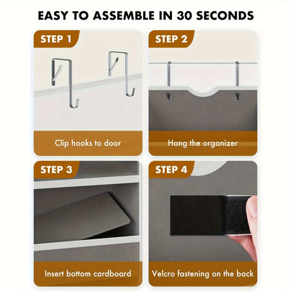 Hanging Organizer for Doors - Features 6 Shelves with 6 Clear Front Pockets And 12 Side Pockets - Can Hold Up to 50LB for Secure Storage Behind Doors in Closets, Bedrooms, Bathrooms, And for Essentials