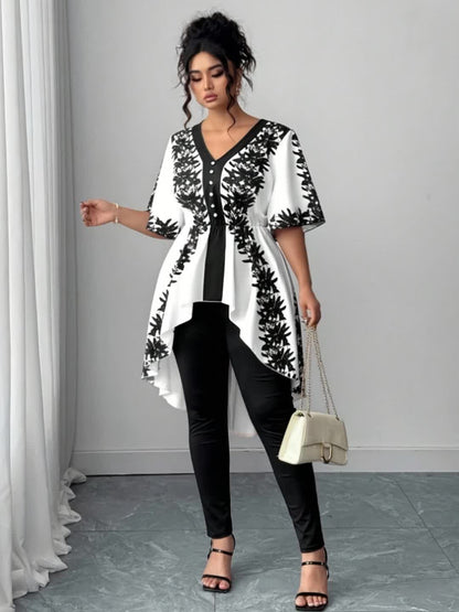 Women's White Polyester Printed V-Neck Dress - product view 7