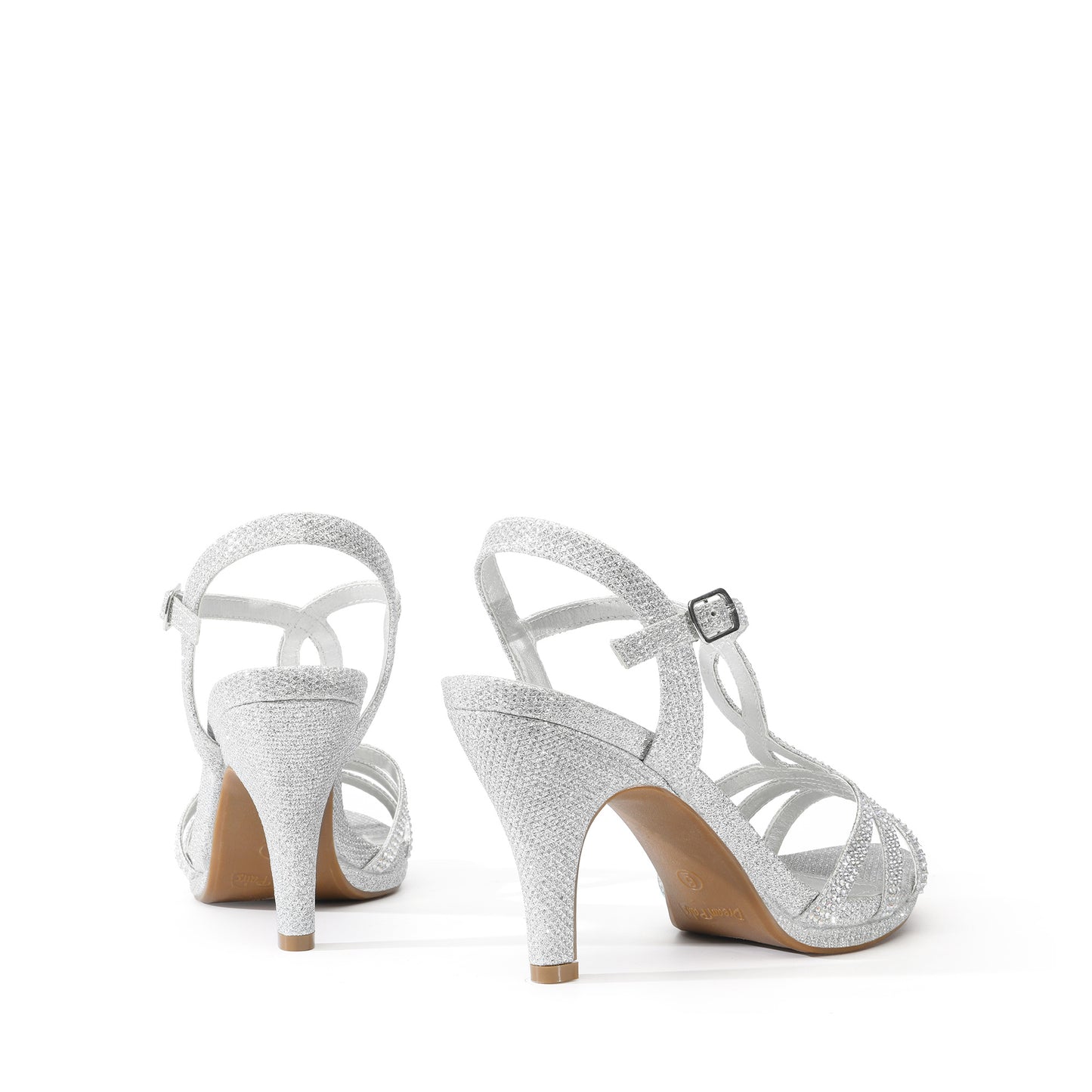 Women's Rhinestone Ankle Strap Open Toe Stiletto Heels Sandals Open Toe Strappy Rhinestone Dress Sandal Sparkly Wedding Shoes Ankle Strap Fashion Dress Pump Sandals Shoes for Party Wedding Round toe Stiletto