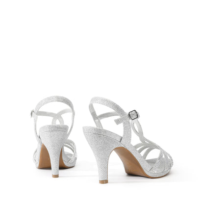 Women's Rhinestone Ankle Strap Open Toe Stiletto Heels Sandals Open Toe Strappy Rhinestone Dress Sandal Sparkly Wedding Shoes Ankle Strap Fashion Dress Pump Sandals Shoes for Party Wedding Round toe Stiletto