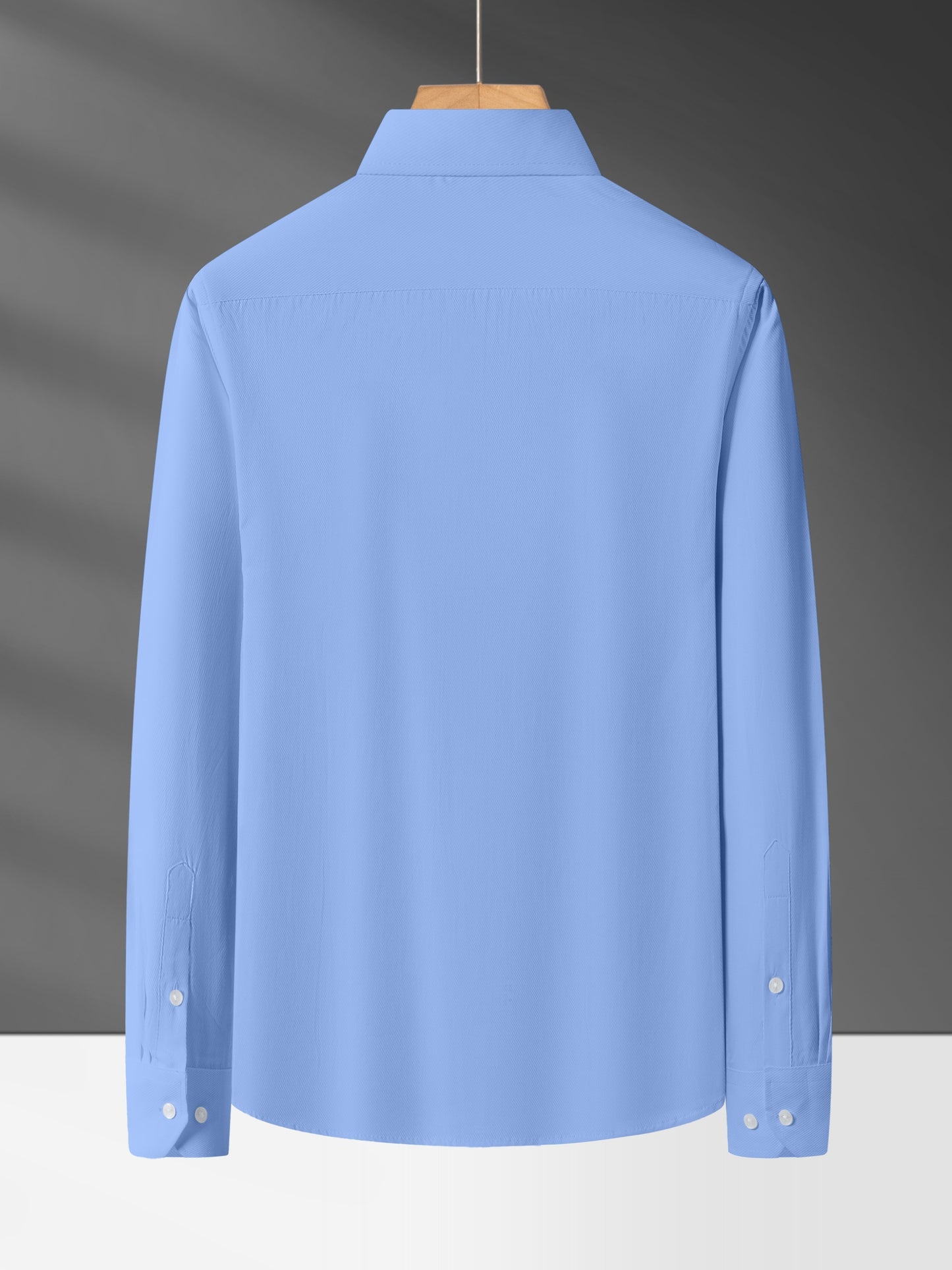 Men'S Long Sleeve Solid Color Business Dress Shirt, Elegant Collar, Stretch Fabric, Regular Fit, Single Button Front, Casual Outwear, Adult Sizes, Woven