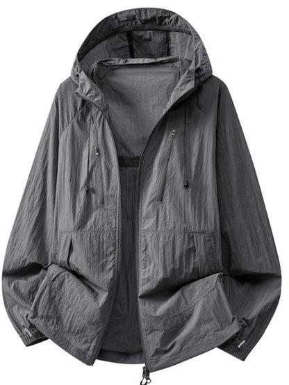 Men'S Hooded Skin Suit, Men'S Outdoor Fishing Breathable Style, High-Quality Nylon Thin Sports Casual