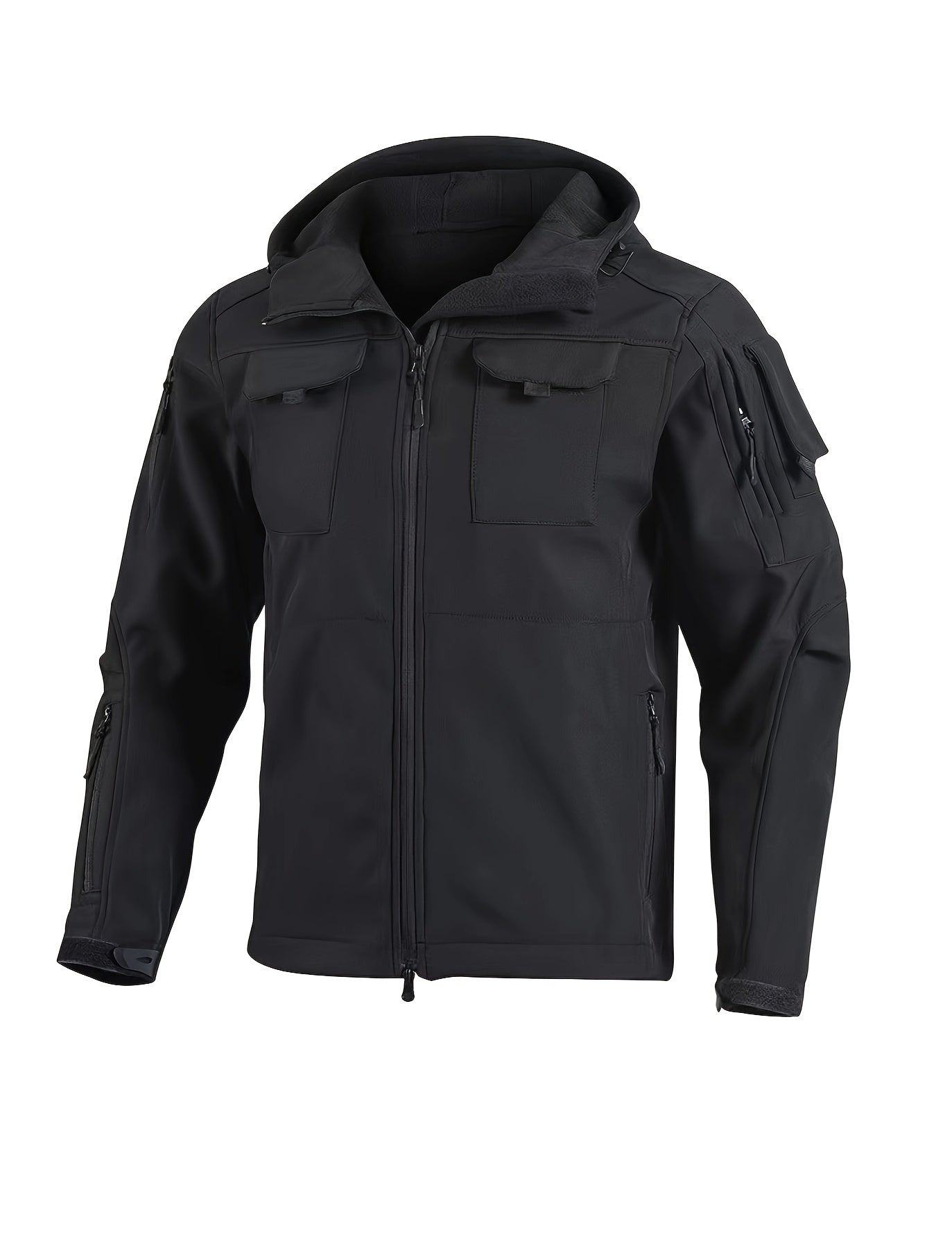 Men's Tactical Jacket Outdoor Zippered Shell Jacket, Windproof, Scratch Resistant, Warm Hooded Jacket, Suitable for Outdoor Activities, Ripstop Technology, Multiple Utility Pockets - Non-Stretch Outdoor Gear for Camping, Survival, Tactical Training.