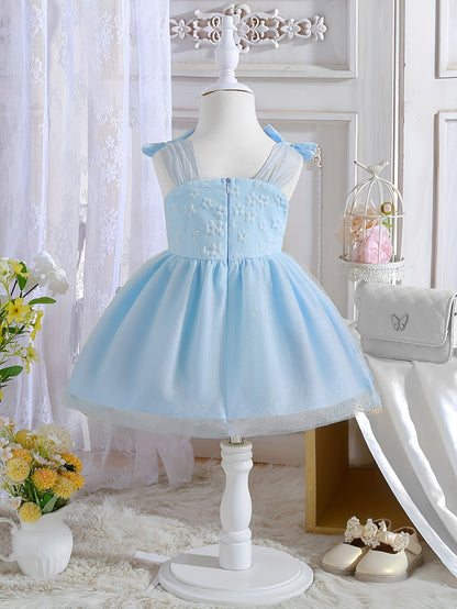 Girls' Clothing, School Season Gifts, Cute Girls' Dresses, Summer Lightweight Net-sheen Dresses, Bow Decoration Dresses, Versatile Fashionable High-end Style, Suitable for Parties And Wedding Seasons, Girls' Princess Dresses, Valentine's Day Gifts