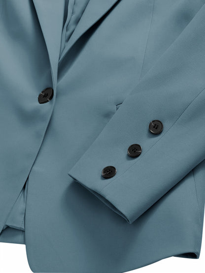 Elegant Women's Suit Set, Fashionable Business Style Solid Color Professional Blazer and Trousers 4pcs Set