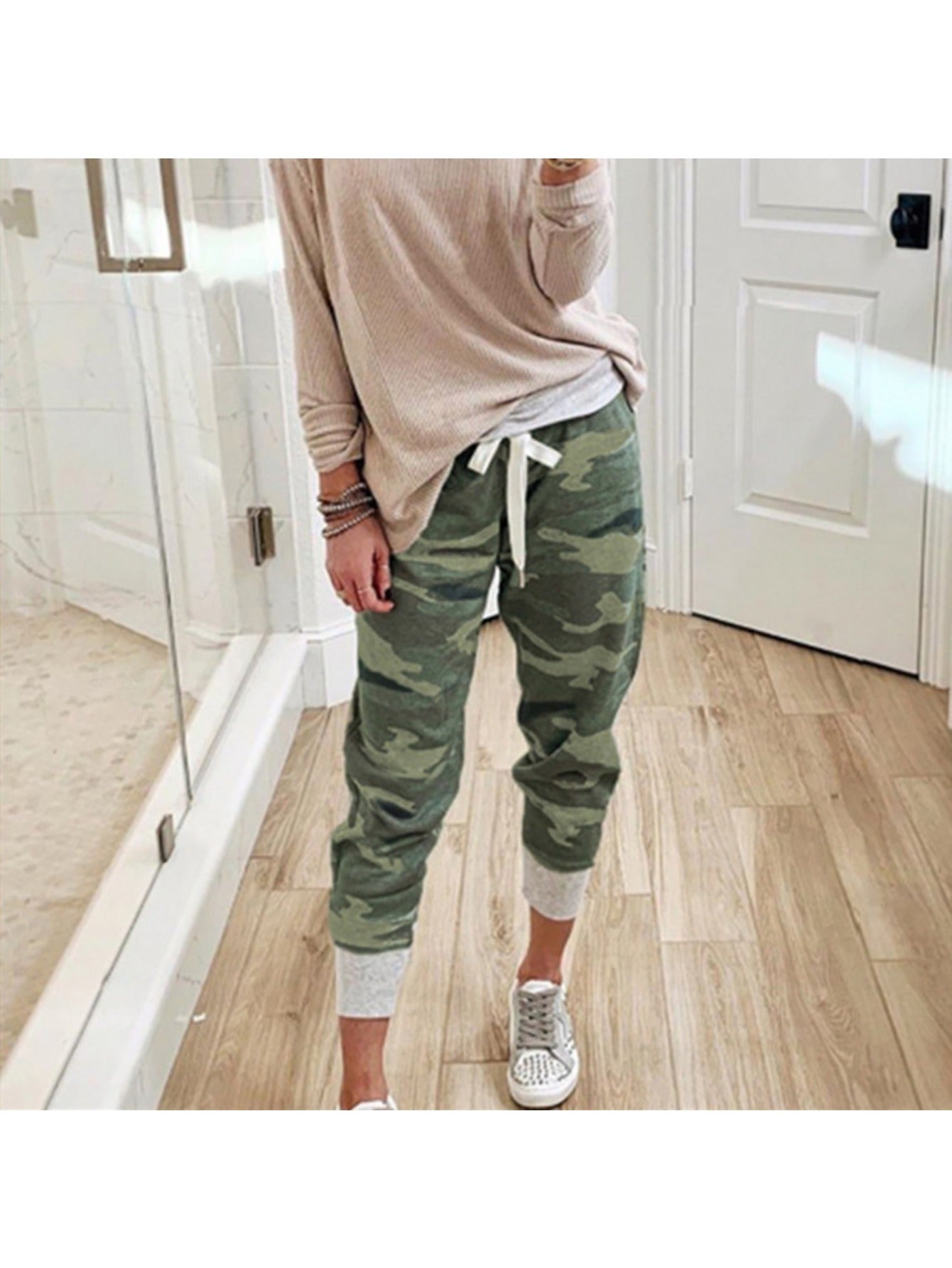 2025 Camouflage Print Joggers for Women, Drawstring Waist Elegant Casual Style, Trousers with Chic Design, Versatile Fashion Essential