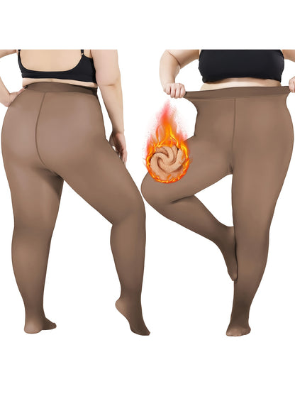 1pc Women's Winter Plus Size Warm Pantyhose - Autumn And Winter Fleece-lined Leggings, Soft Stretch, High-waisted Design, Translucent Slim-fit Tights - For Women - Suitable for Fall & Winter - Perfect Gift for Fashionable Ladies