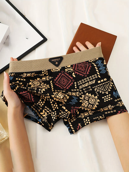 3pcs Men'S Boxer Shorts Breathable Underwear American Retro Ethnic Style Comfortable Trendy Underpants