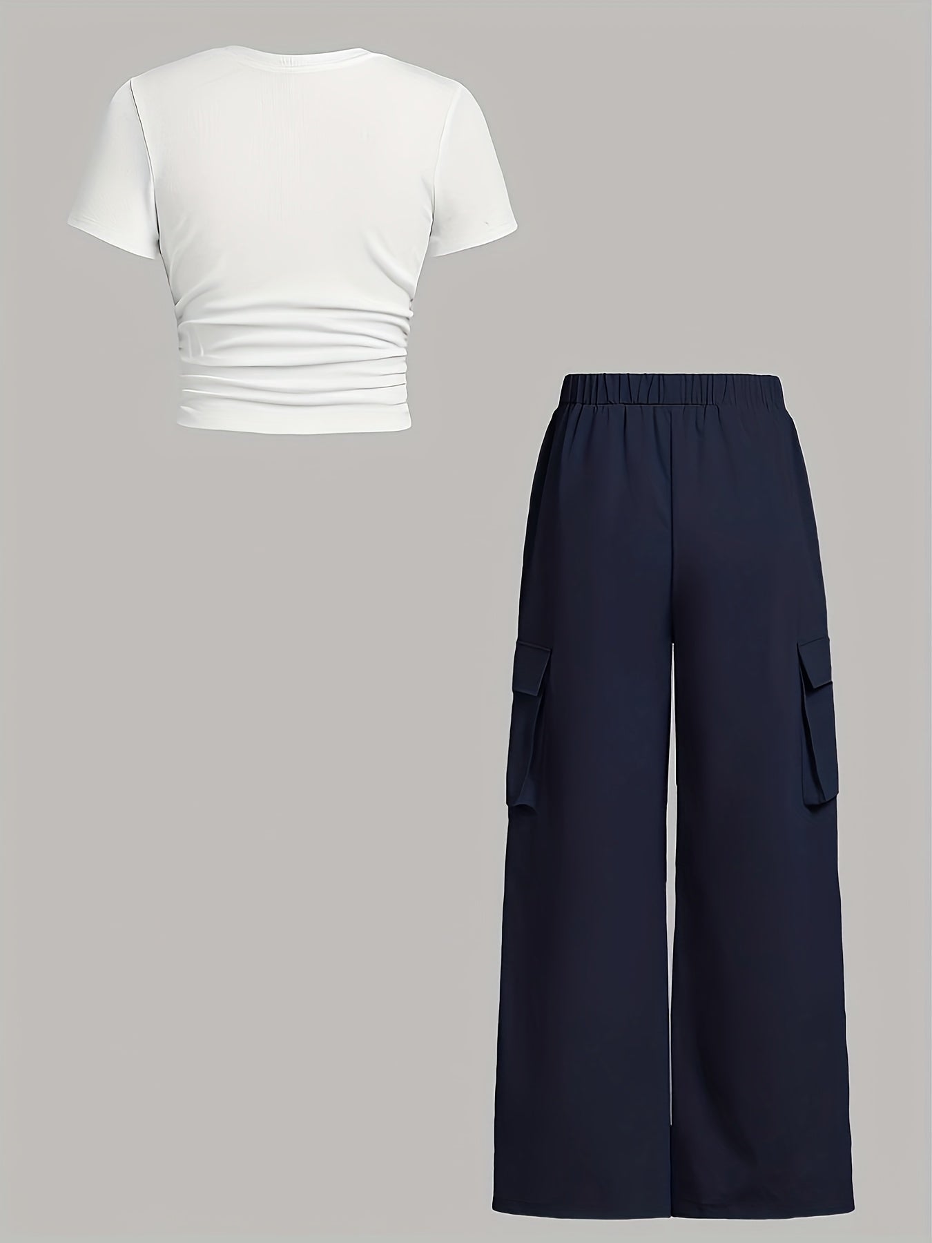 Women's Olive Polyester Short-Sleeve Pants - product view 6