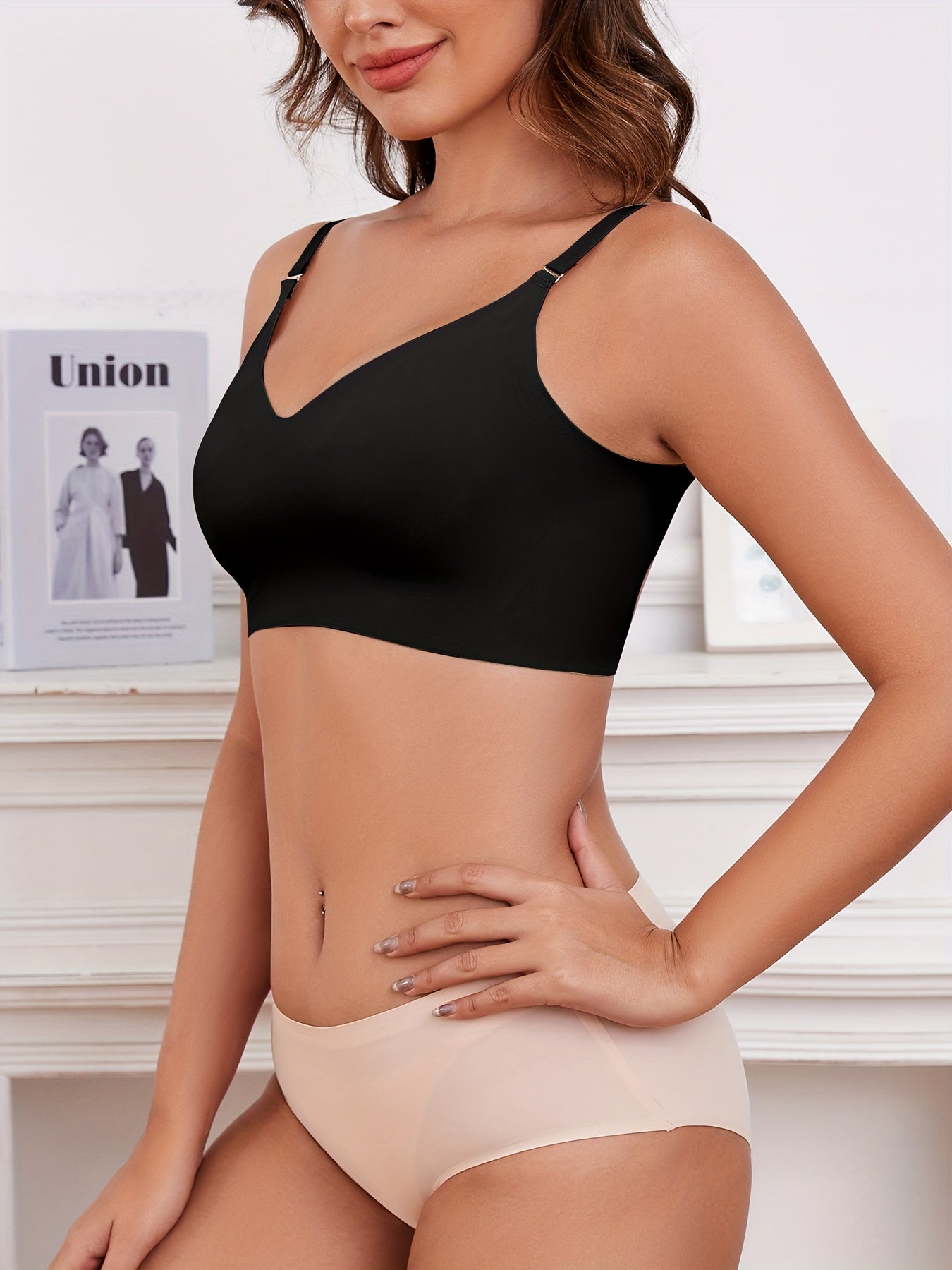 EssElegance Seamless Bralette & Camisole Set - Wire-Free, 3-Way Convertible with Adjustable/Removable Straps, Cross-Back Design, Invisible Comfort High Support, Nude Color Palette (Light Beige) for Everyday Special Occasions, Elegant Undergarment